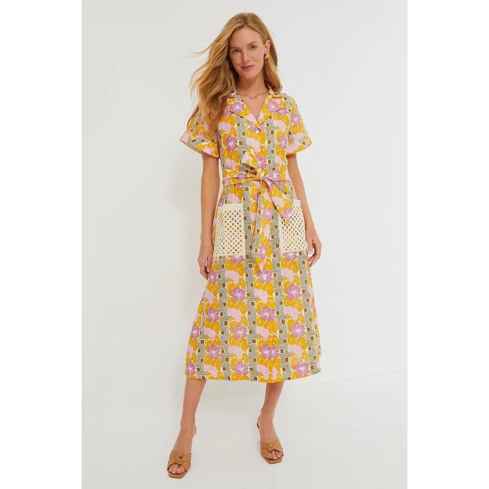 Tuckernuck Retro Multicolor Meriweather Dress Large New Womens Midi Cocktail Par